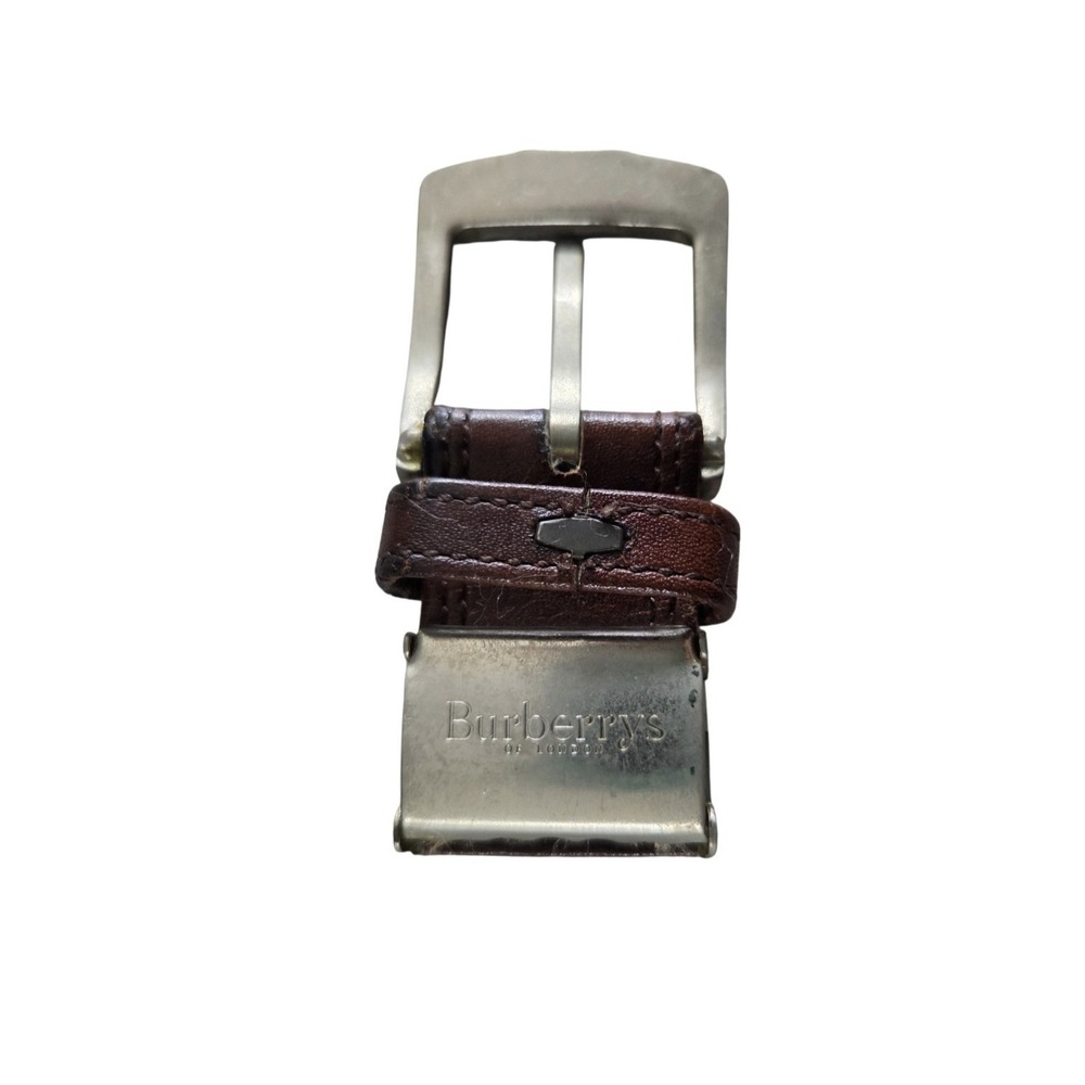 Burberrys of London Vintage Leather Belt Buckle Replacement Brown Silver Logo